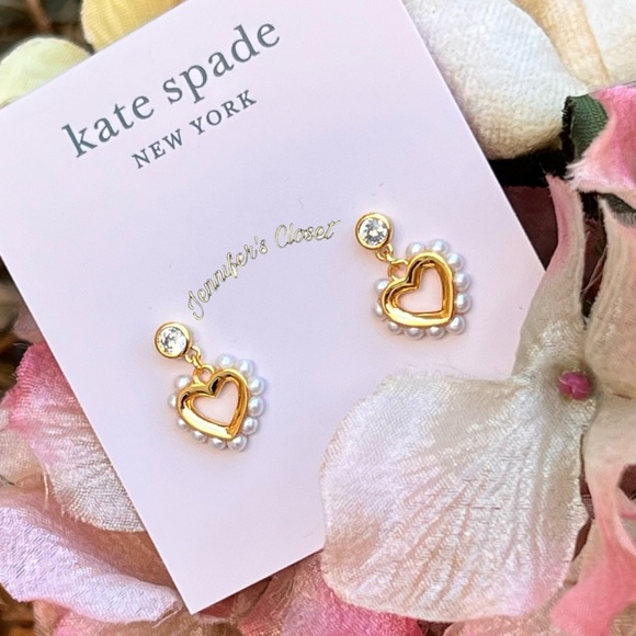 KATE SPADE ♠️ Pearl Heart Drop Earrings - Picture 9 of 10